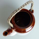 Teapot in beige and brown stoneware