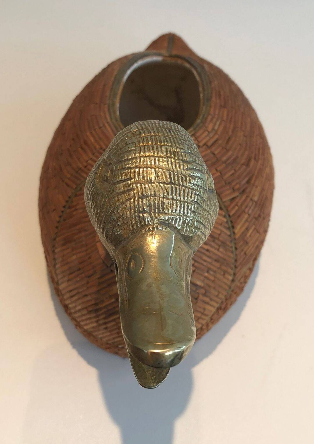 Ceramic and Brass Duck Catchall, Tarzia Firenze, Italian Work,