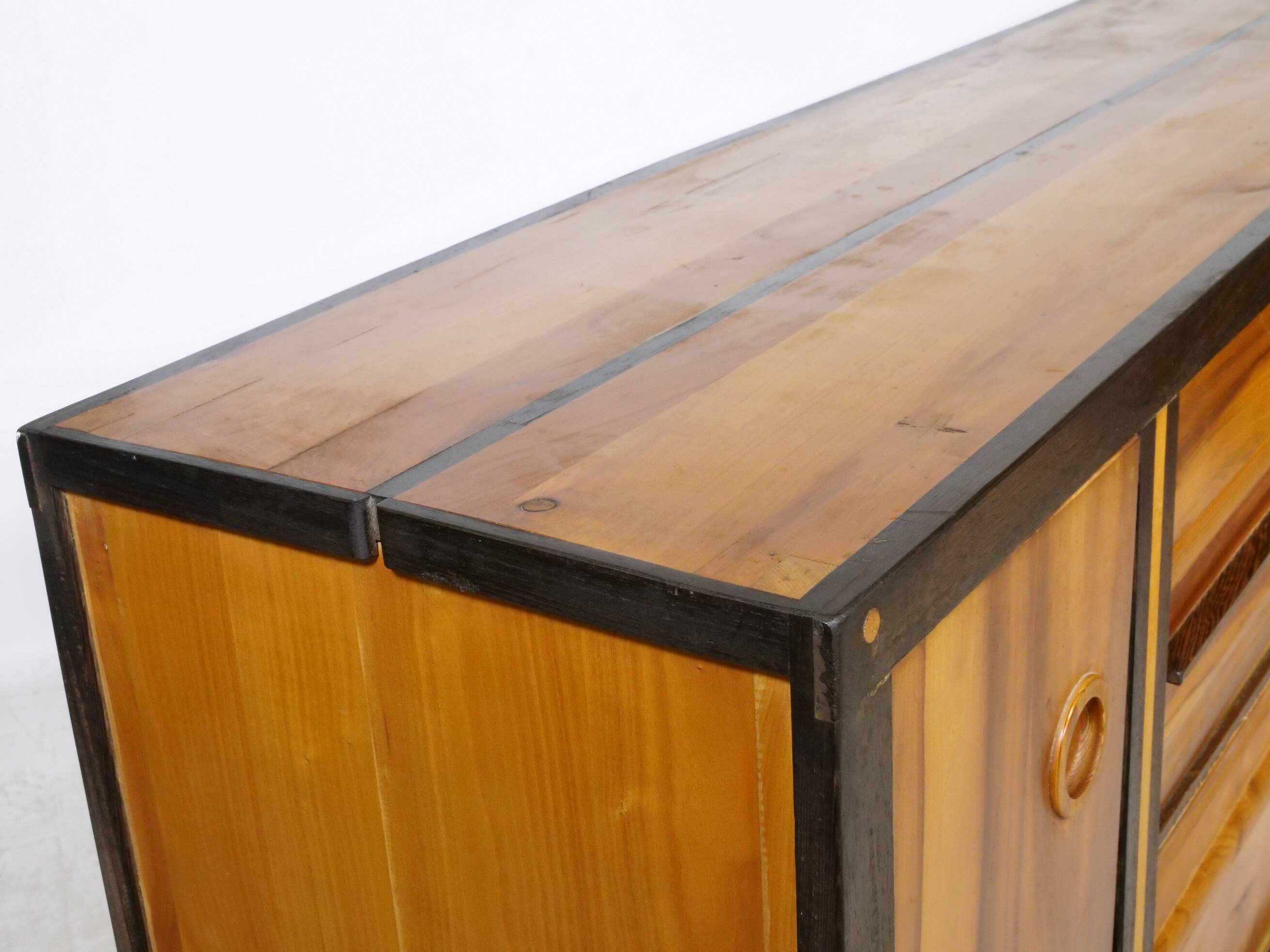 Handcrafted Solid Wood Sideboard in Wenge & Cherry, 1970 Vintage