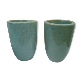 Pair of enamelled ceramic vase