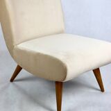 Vintage Loft armchair from the 70s beige champagne velvet