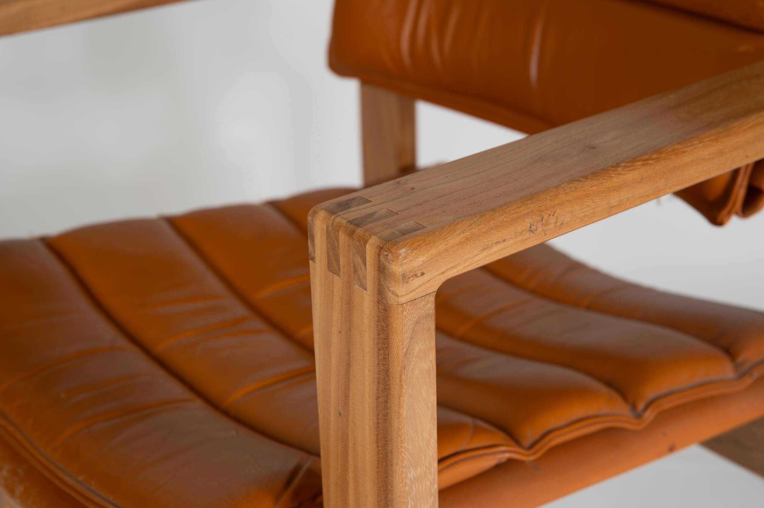 Cubic Pinewood & Leather Armchair by Ate van Apeldoorn for Houtwerk Hattem,