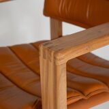 Cubic Pinewood & Leather Armchair by Ate van Apeldoorn for Houtwerk Hattem,
