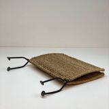 Vintage woven rope folding magazine rack with black metal frame, 1960s