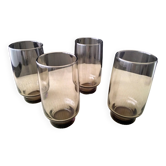 4 Vintage Smoked Glass Orangeade Glasses