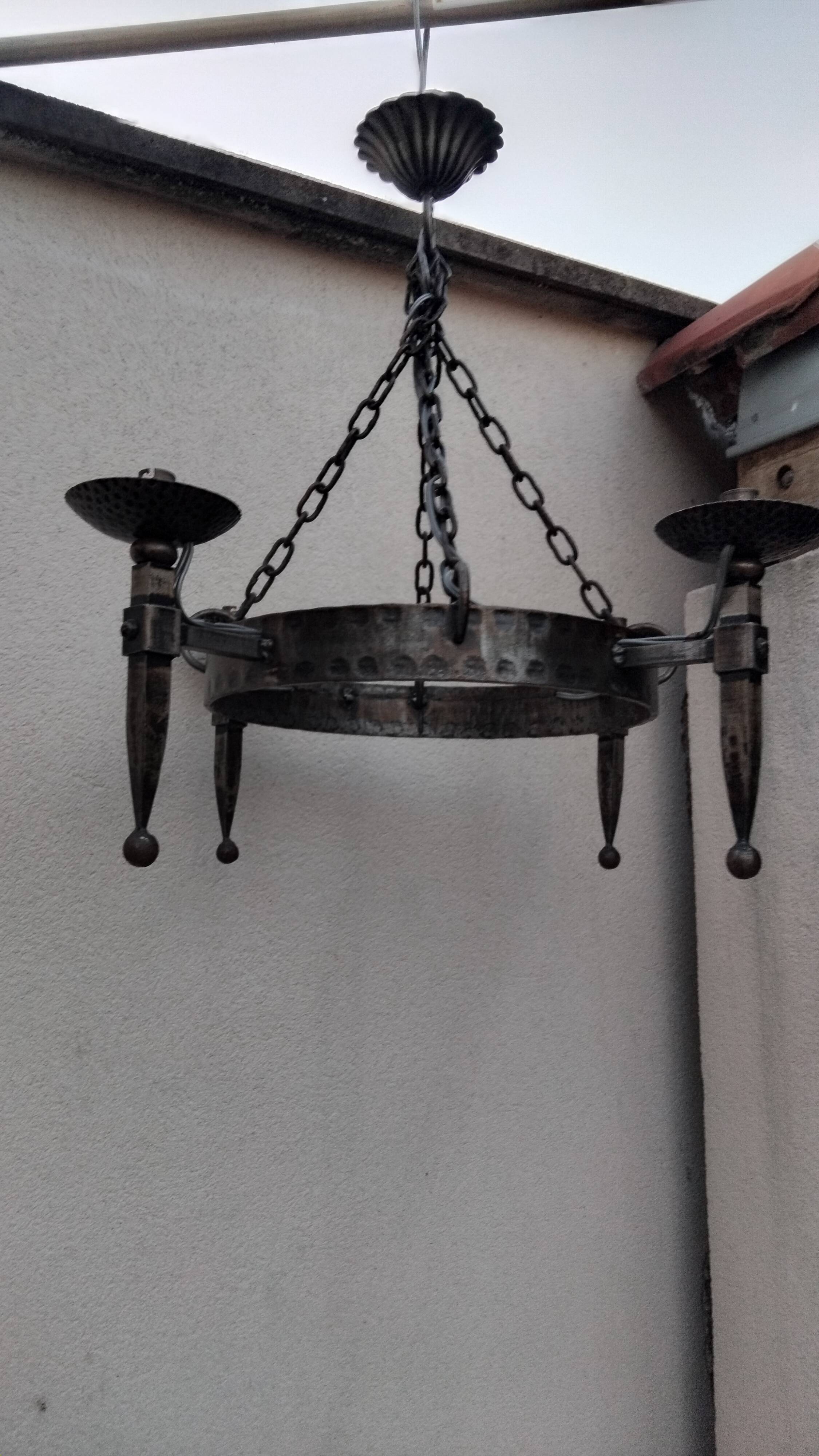 Round wrought iron vintage gothic medieval chandelier Réjane