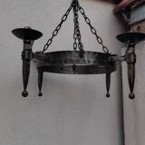 Round wrought iron vintage gothic medieval chandelier Réjane