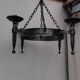 Round wrought iron vintage gothic medieval chandelier Réjane