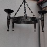 Lustre rond fer forgé médiéval vintage gothique Réjane