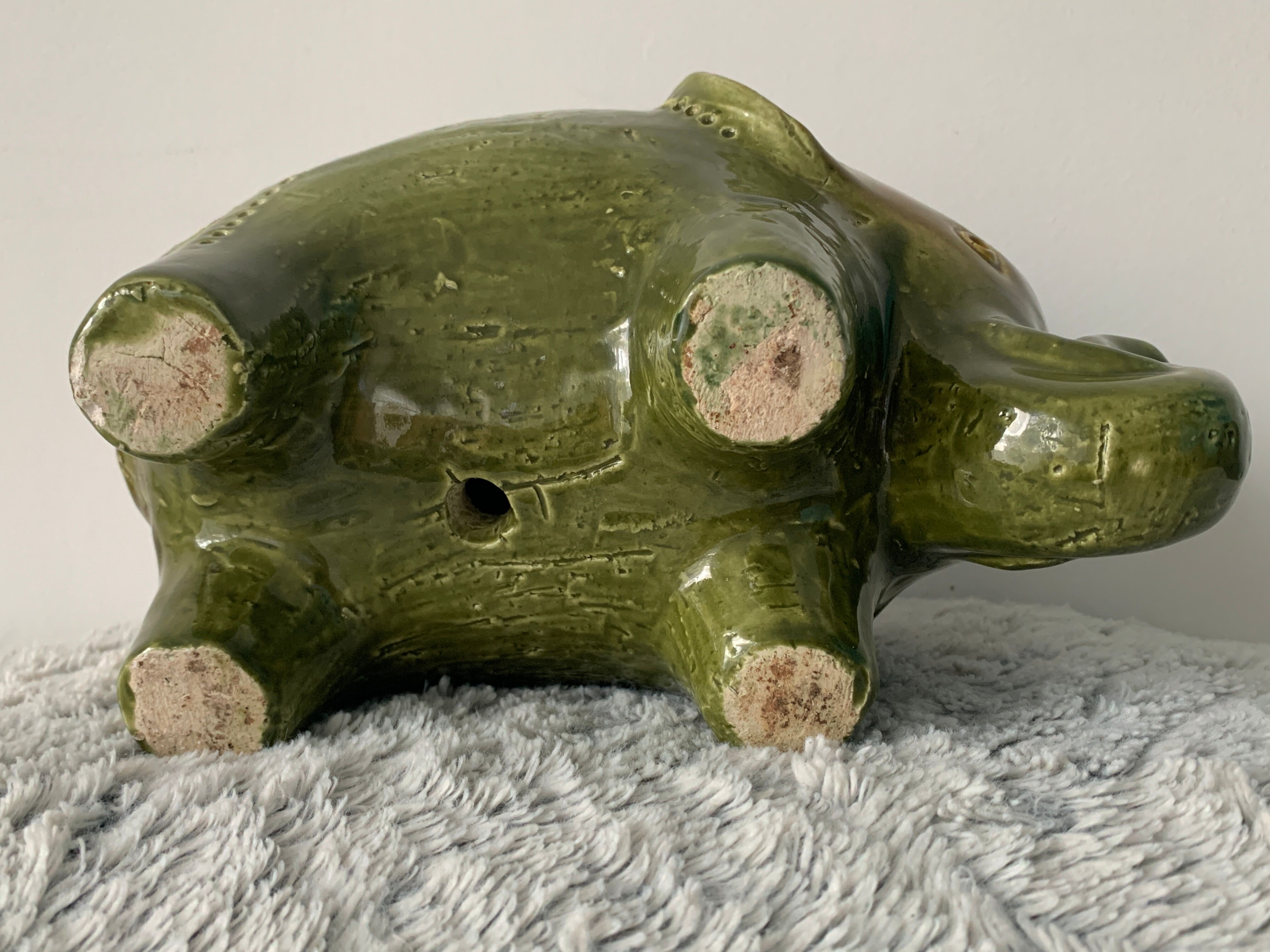 Green Rimini ceramic elephant, Aldo Londi for Bitossi, 1960