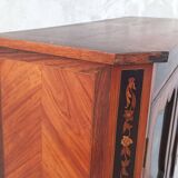 Louis XVI display cabinet in rosewood and amaranth veneer.