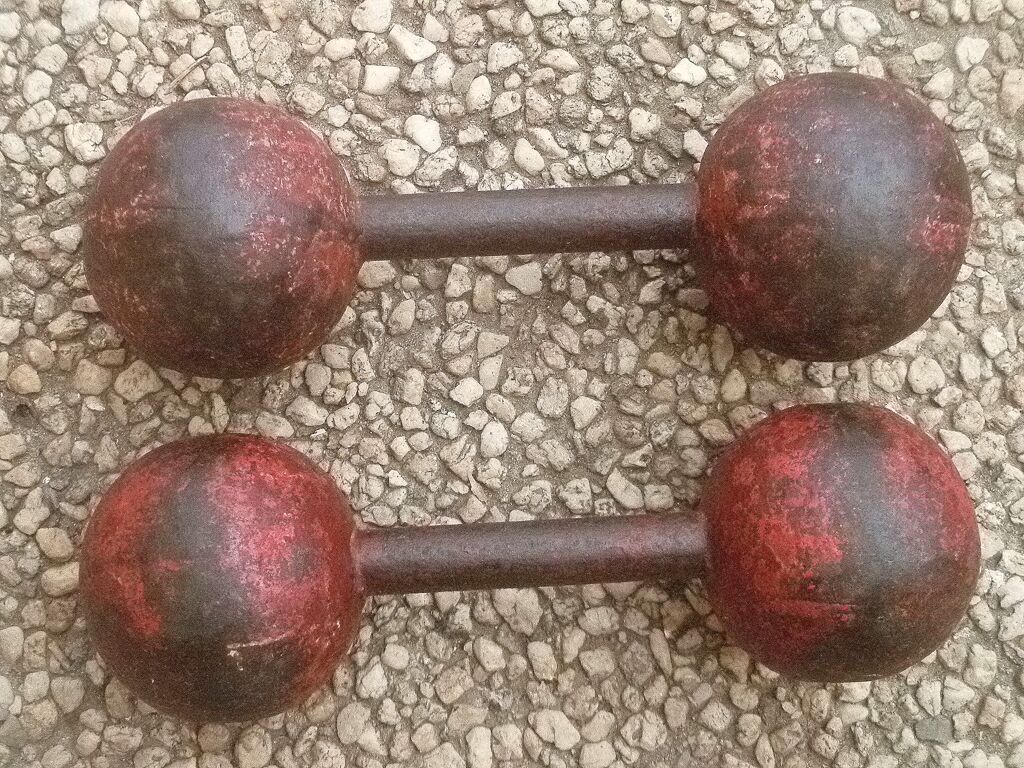 Pair of old dumbbells