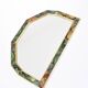 Old vintage octagonal mirror, floral patterns, green and gold