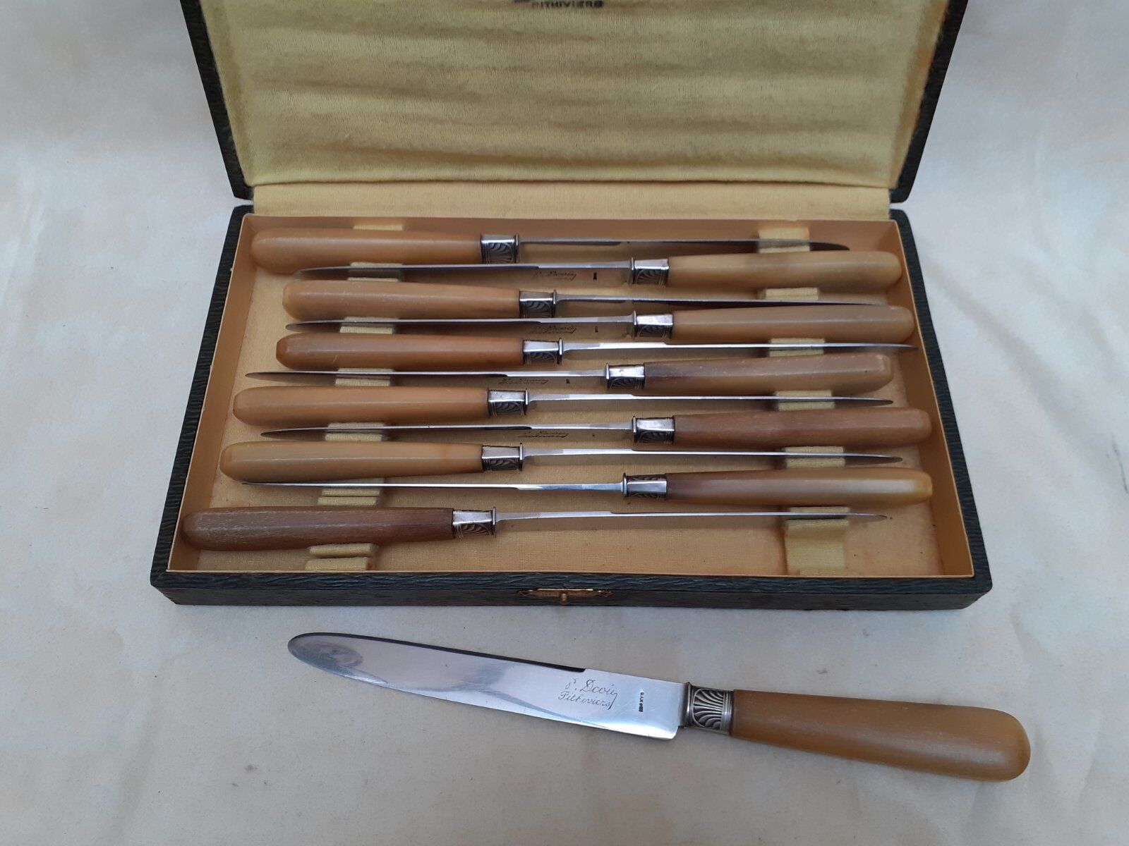 Lot de 12 couteaux manche en corne