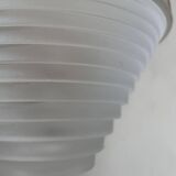 Pair of vintage white lacquered metal and sandblasted glass wall lights, Artemide Italy 1970