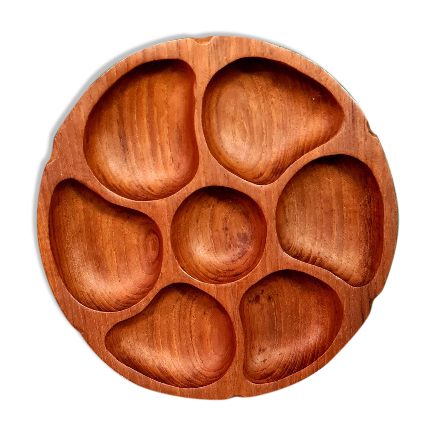Vintage teak snack serving bowl, 1960s