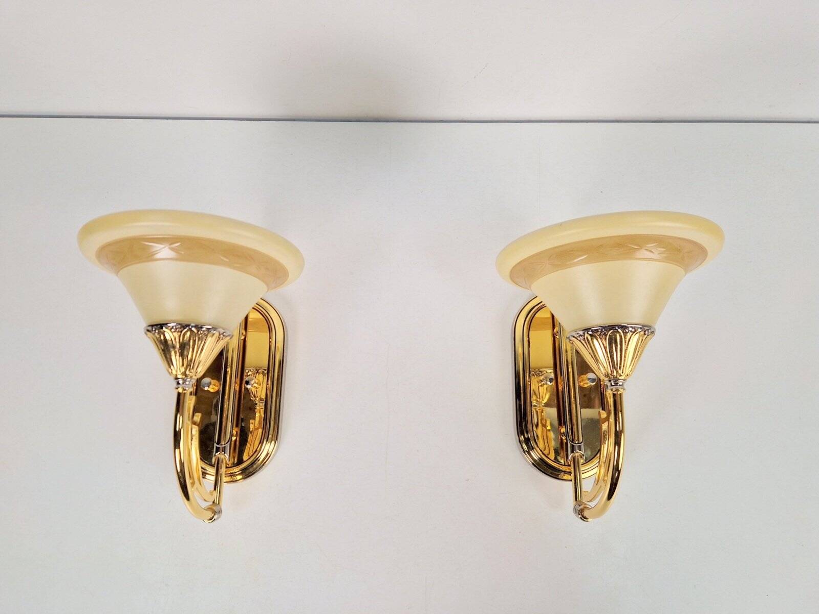 Art Nouveau Regency Brass Wall Lamps by Bejorama Lighting, Spain, 1970s, Set of 2