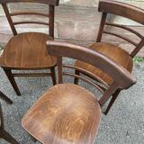 6 Viennese bistro chairs in curved wood, 1960