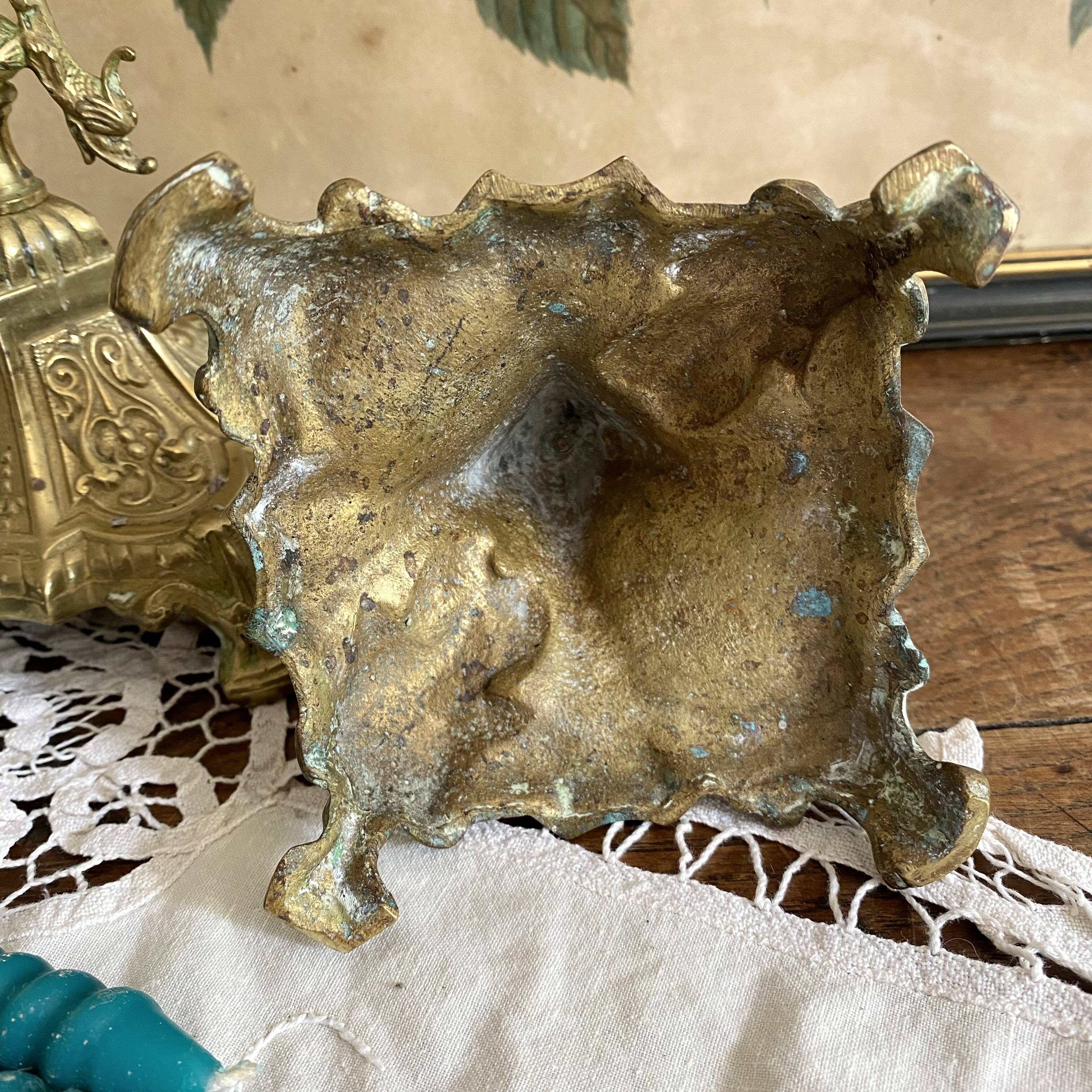 Pair of antique bronze candlesticks