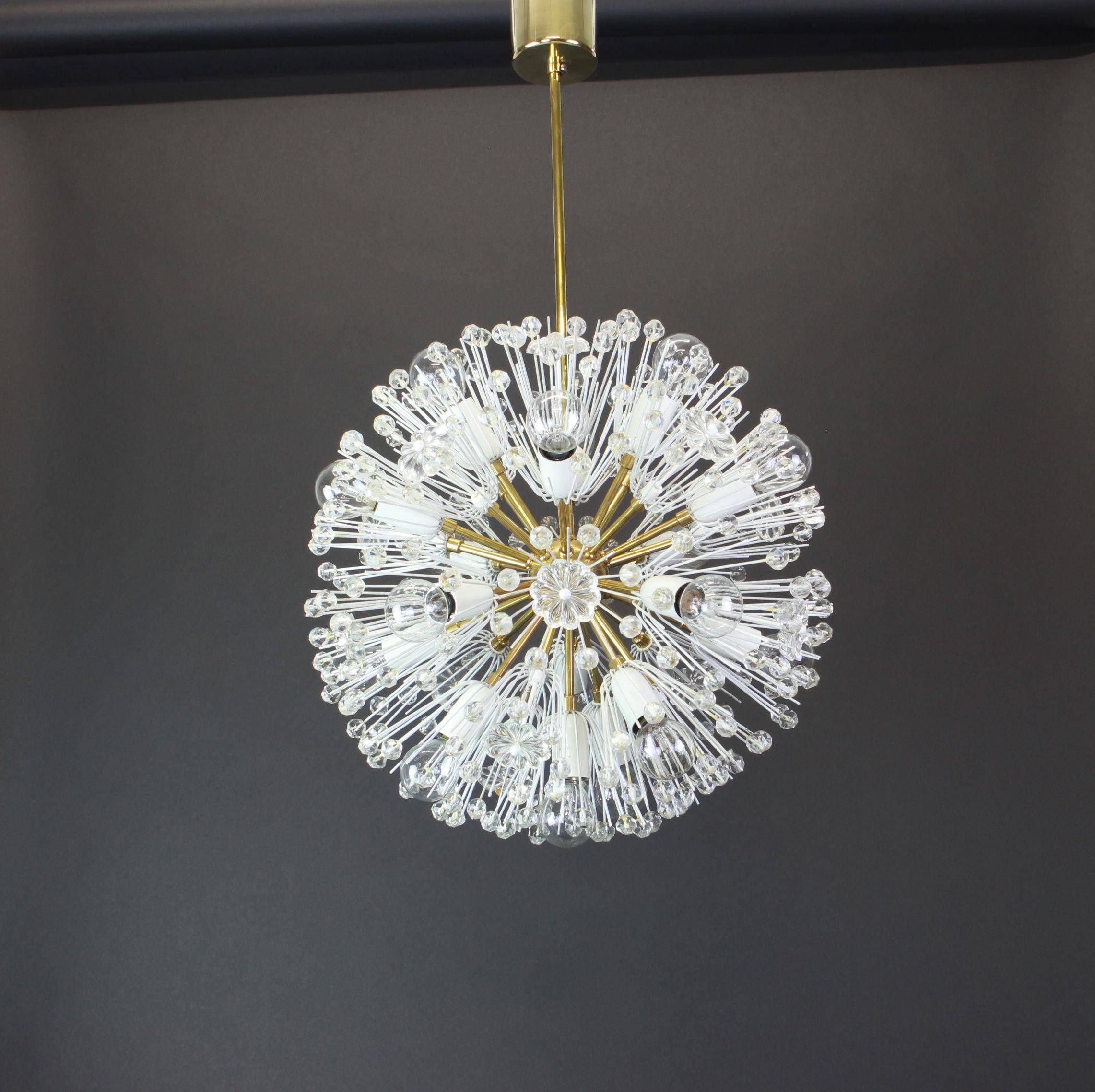Brass chandelier with pendants Starburst by Emil Stejnar, Austria, 1960s