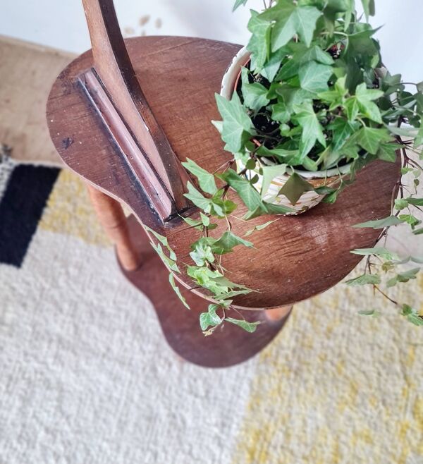 Sellette ancienne en bois - porte-plantes tripode