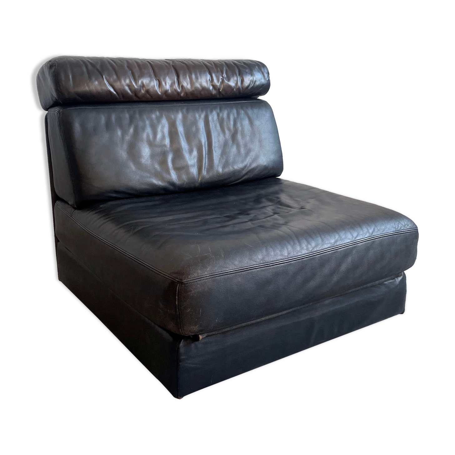 De sede 'ds-77' sofa bed in black leather, 1-seater module