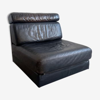 De sede 'ds-77' sofa bed in black leather, 1-seater module