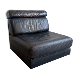 De sede 'ds-77' sofa bed in black leather, 1-seater module
