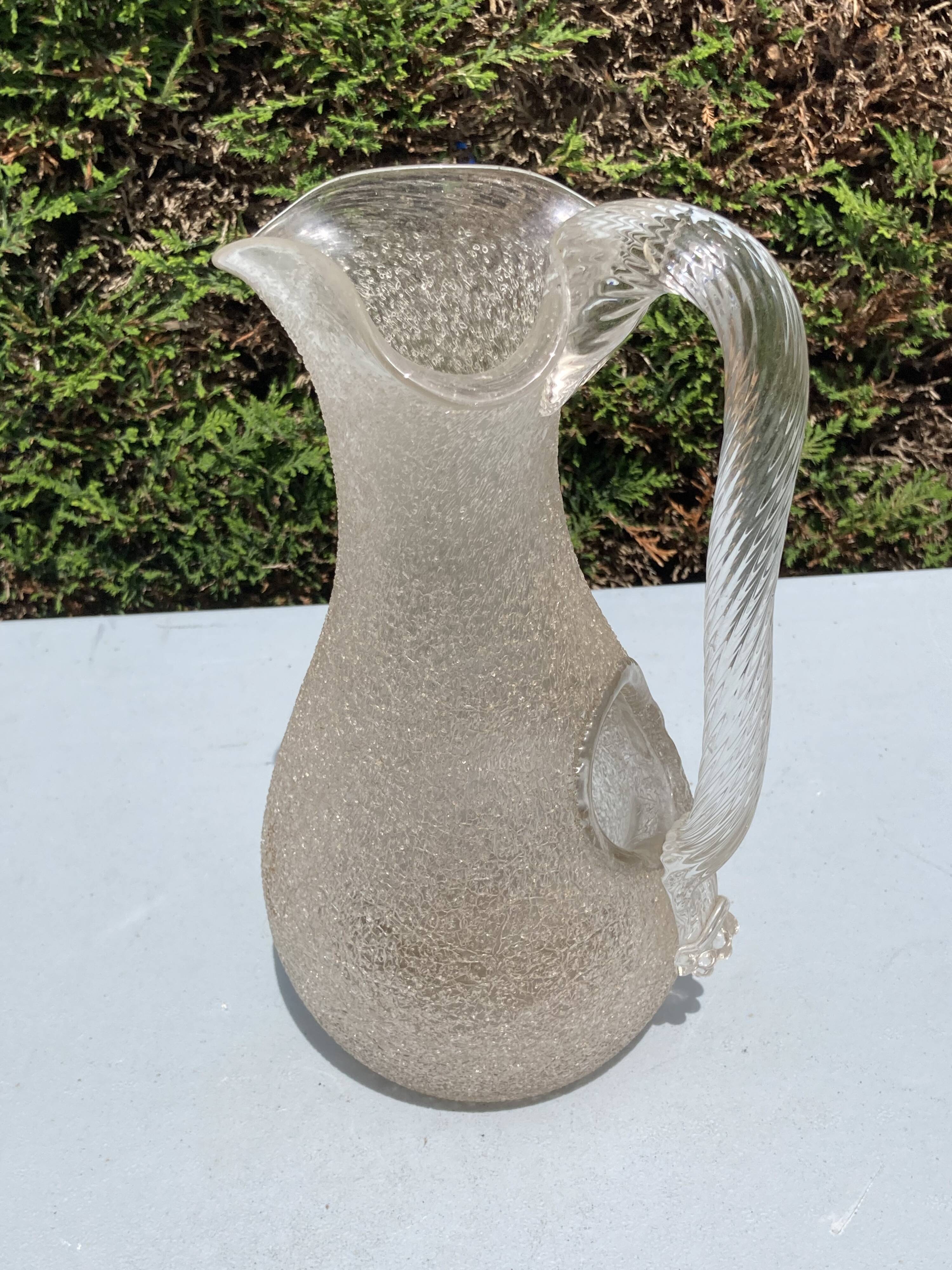 Carafe refresher pitcher baccarat or st louis frosted crystal twisted handle