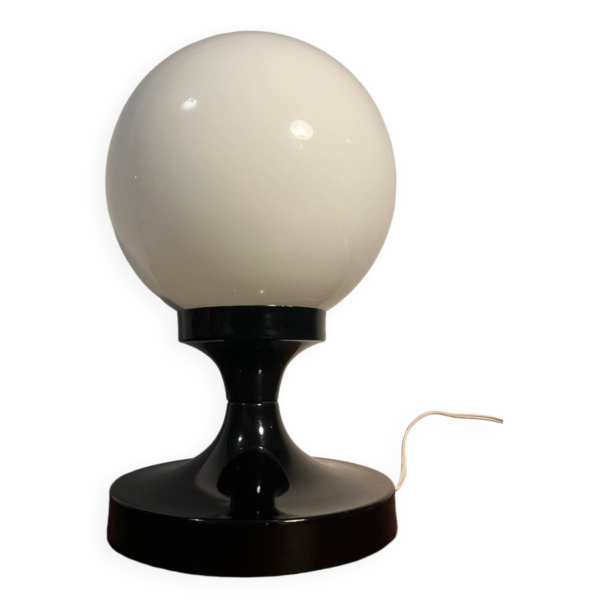 Opaline and black metal table lamp, 1980s