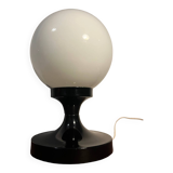 Opaline and black metal table lamp, 1980s