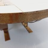 Table basse ronde vintage de Jean Gregorieff pour Roche Bobois des années 60 70 en céramique acier