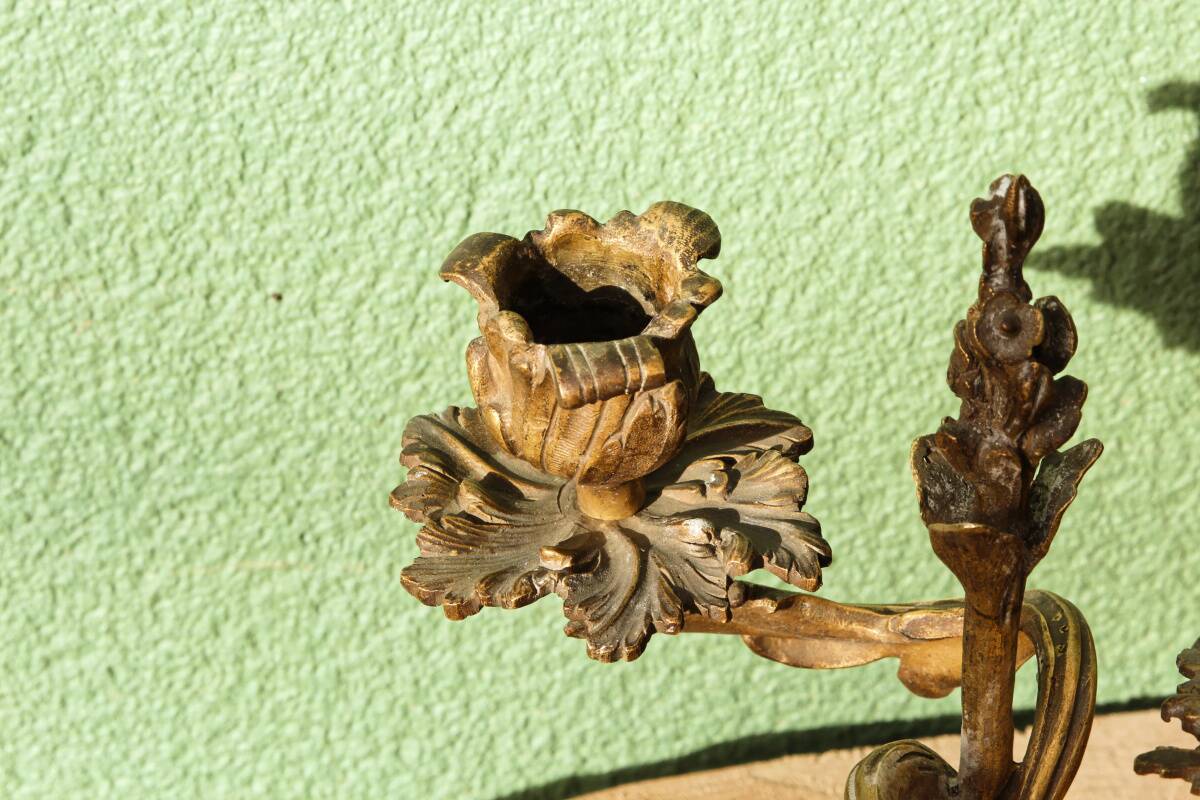 Pair of bronze candlesticks, rococo, 2 lights