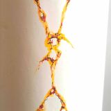Double lighting floor lamp, white opaline, frosted effect, brown marbling, height 95 cm