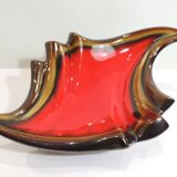 Vintage red and brown ceramic bowl – 1970s centrepiece – Design
