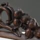 Oak pediment with hand-carved oak leaves around a wreath, France ca. 1850