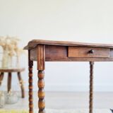Turned wood side table - and its drawer
