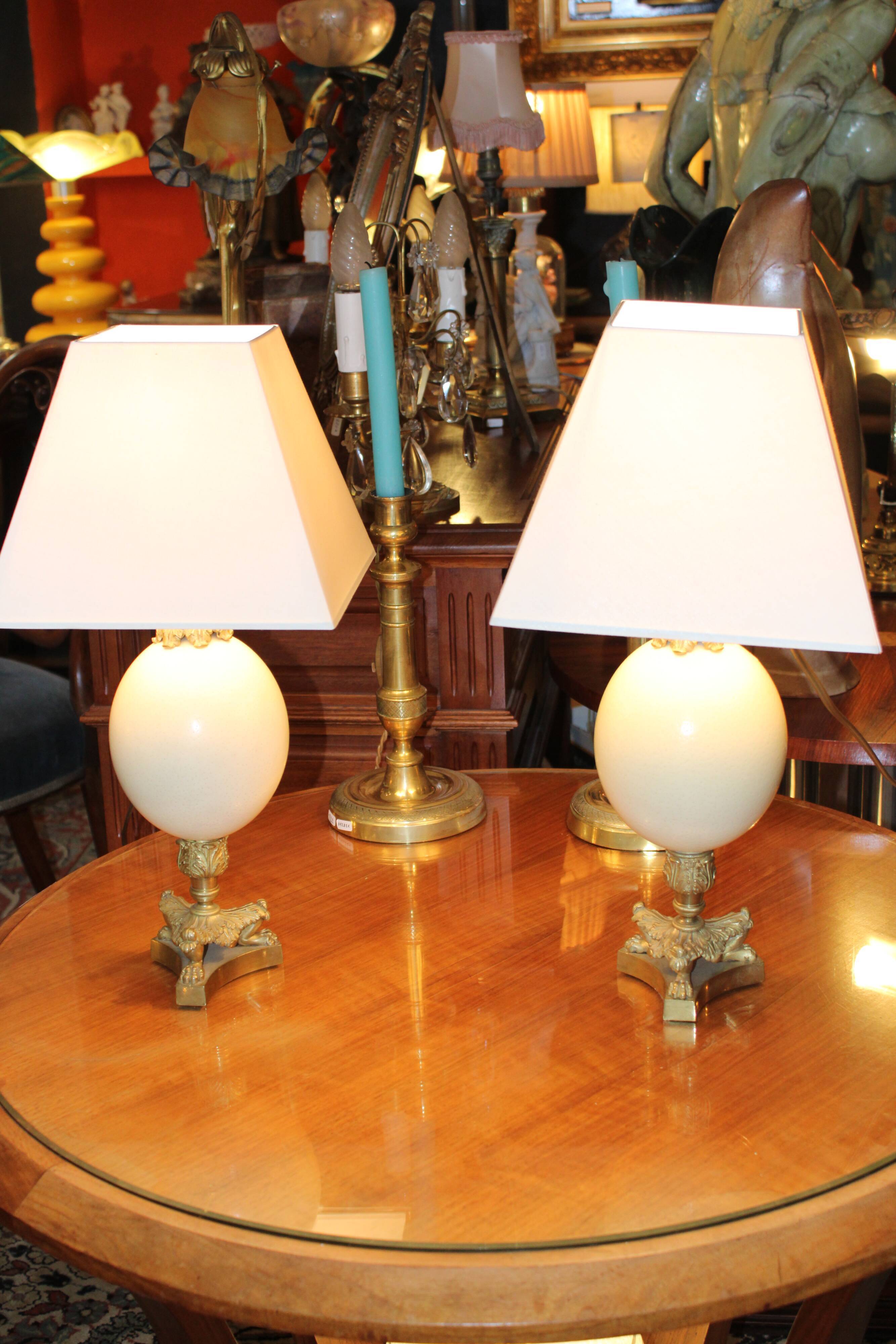 Paire de lampes, oeufs d'autruche