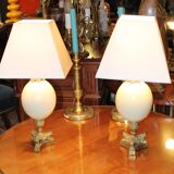 Paire de lampes, oeufs d'autruche