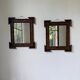 Pair of wooden mirrors in tramp art style