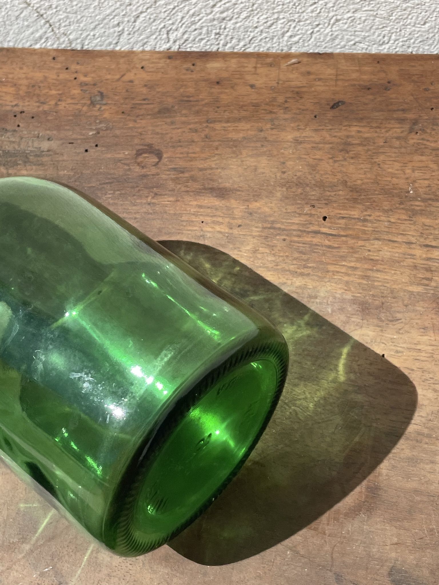 3x bouteilles en vert &bleu comme base pour lampes