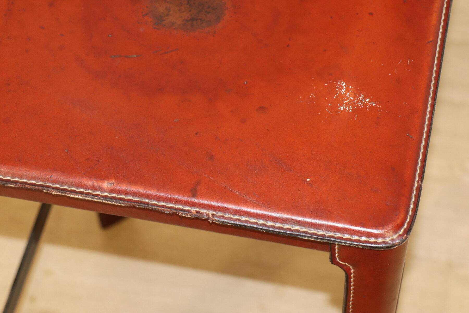 Matteo Grassi high stool in leather and metal