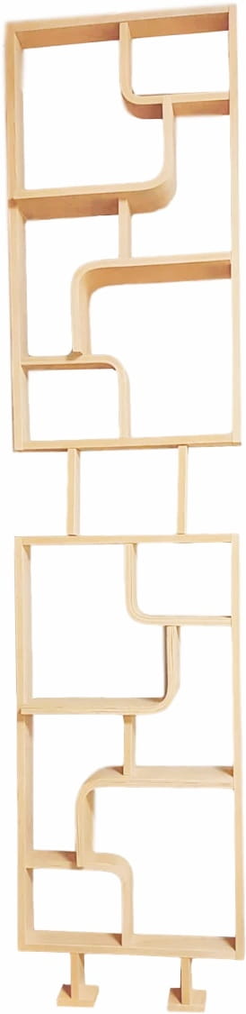 Curved plywood wall, bookcase, flowerbed, Volak by Holesov, 1960s Czechoslovakia