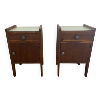 Pair of solid oak bedside tables from the 1950s.