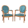 Pair of Louis XVI style convertible armchairs