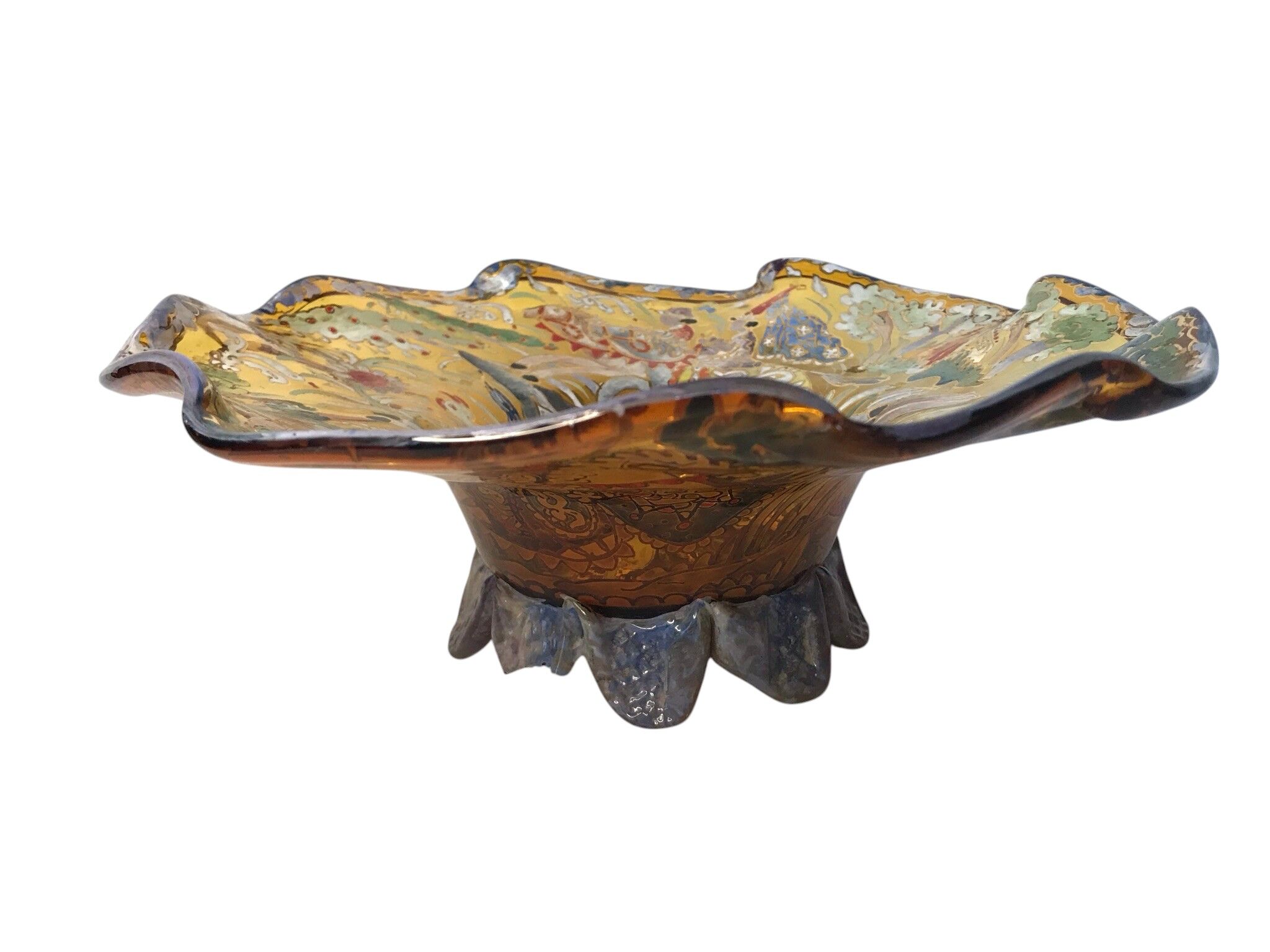 Royo Cortes, enameled glass cup with medieval decoration circa 1900