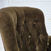 1950s, Scandinavian armchair, green furniture velour, ash wood.
