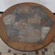 Round coffee table in oak and vintage stones