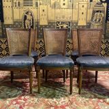 Suite of 6 Louis XVI style cane and velvet chairs