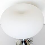 Lampe de table vintage, verre chromé et blanc